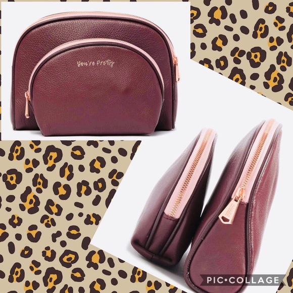 ⭐️2pc⭐️NWT⭐️Leather Makeup Bag Set